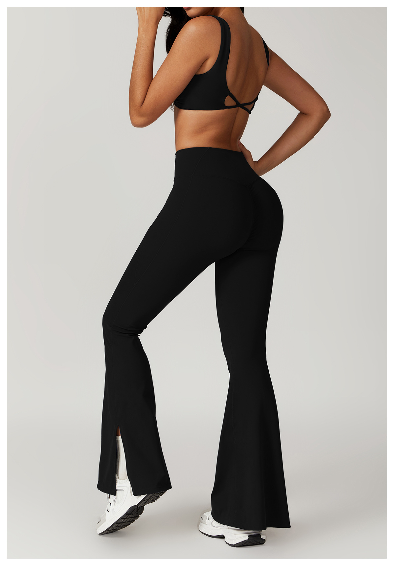 High Waisted Split Hem Flared Yoga Pant