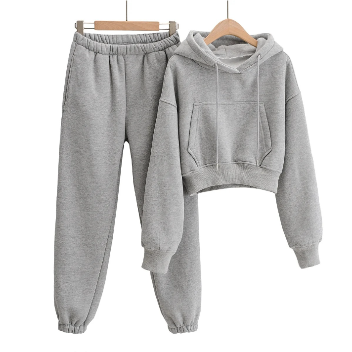 Soft Cotton Sweat Lounge Wear 2 Piece Set Jumper Lounge Pants / Jogger